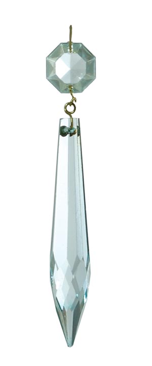 3" Light Blue U-Drop Prism, ~4-1/4" overall length