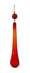3" Ruby Teardrop w/Bead, ~4-3/8" overall length