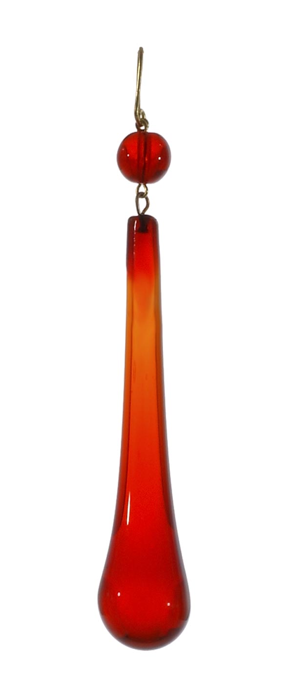 3" Ruby Teardrop w/Bead, ~4-3/8" overall length