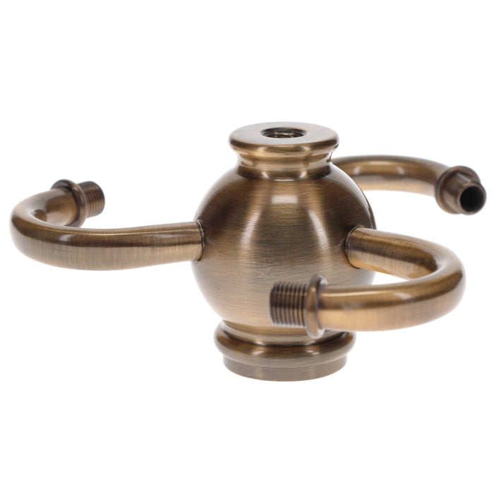 3 Spiral Arm Heavy Brass Lamp Cluster, Choice of Finish (10459B)