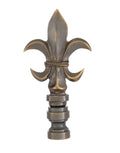 Fleur De Lis Design, Cast Metal Finial, Antique Brass Finish