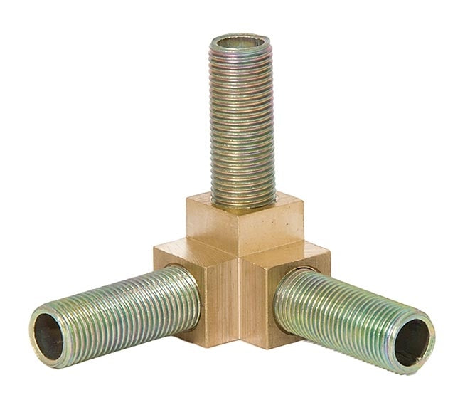 3-Way, Top and Two Corner 3/4 Inch Tall Unfinished Brass Lamp Arm Back, 1/8F All Sides