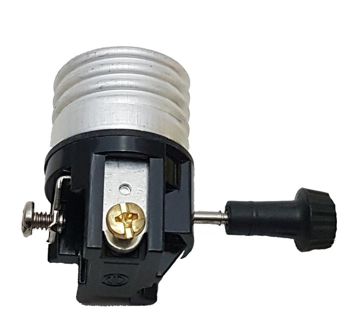 3-Way Turn Knob Lamp Socket, Antique Brass Finish