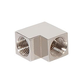 3/4 Inch Tall 90 Degree Geometric Style Polished Nickel Finish Brass Lamp Arm Back, 1/8F x 1/8F