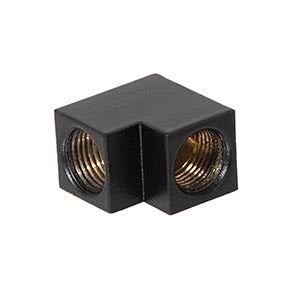 3/4 Inch Tall 90 Degree Geometric Style Satin Black Finish Brass Lamp Arm Back, 1/8F x 1/8F