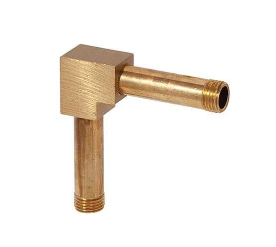 3/4 Inch Tall 90 Degree Geometric Style Unfinished Brass Lamp Arm Back, 1/8F x 1/8F