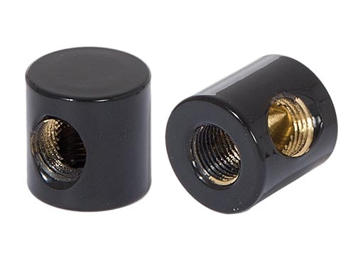 3/4 Inch Tall Gloss Black Finish Brass 2-Way Lamp Arm Back, 1/8F