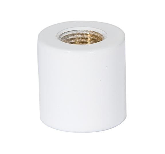 3/4 Inch Tall White Enamel Brass Lamp Coupling, 1/8F Tap