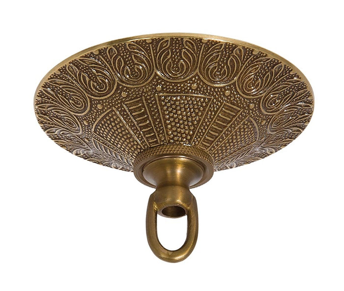 4-3/8 Inch Diameter Antique Brass Finish Die Cast Detailed Canopy with Screw Collar Mounting Kit