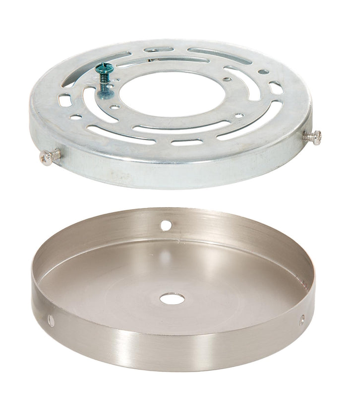 4-7/8 Inch Diameter Satin Nickel Side Mounting Steel Canopy with Hardware Set