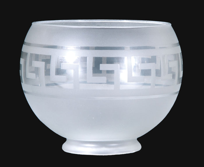 4" Fitter, Greek Key Design Gas Shade, 7-3/4 inch diameter