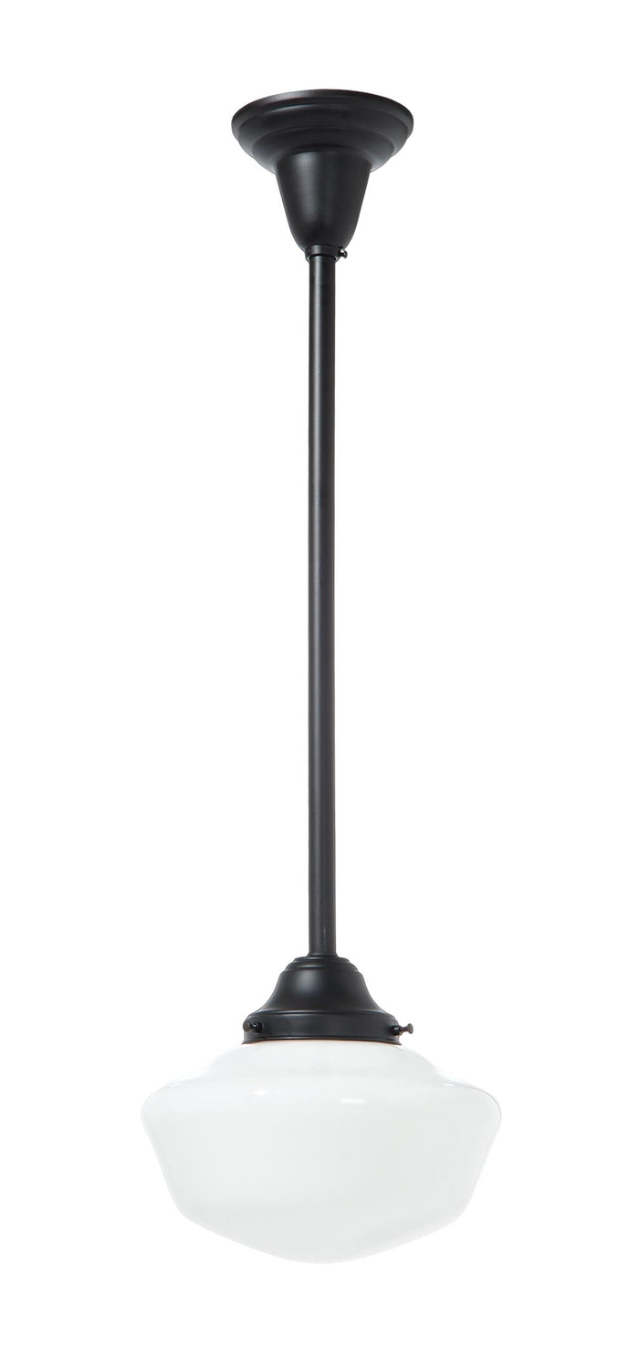 4 Inch Shade Fitter Satin Black Finish Brass Schoolhouse Style Pendant Fixture - No Shade