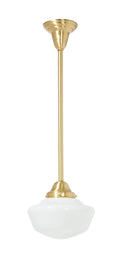 4 Inch Shade Fitter Satin Finish Brass Schoolhouse Style Pendant Fixture - No Shade