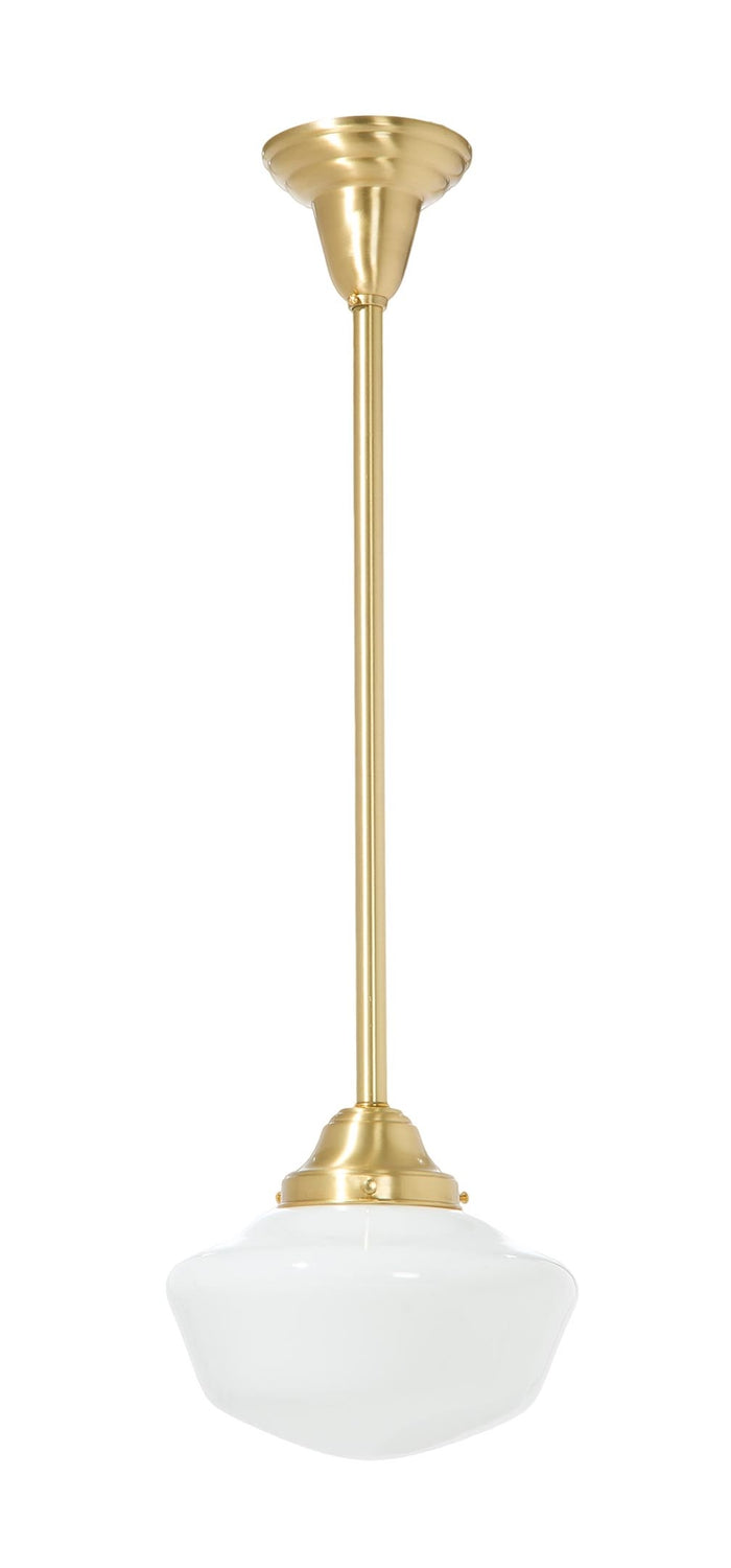 4 Inch Shade Fitter Satin Finish Brass Schoolhouse Style Pendant Fixture - No Shade