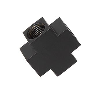 4-Way, 1 Inch Tall Geometric Style Satin Black Finish Brass Arm Back, 1/8F All Sides