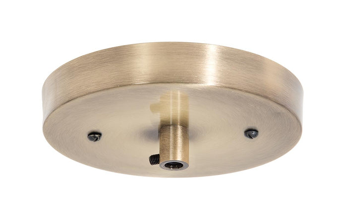 5-1/4 Inch Diameter Antique Brass Finish Stamped Steel Single Port Canopy Mounting Kit
