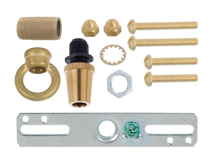 5-1/4 Inch Diameter Versatile Flat Radial Edge Brass Ceiling Canopy with Mounting Hardware Kit