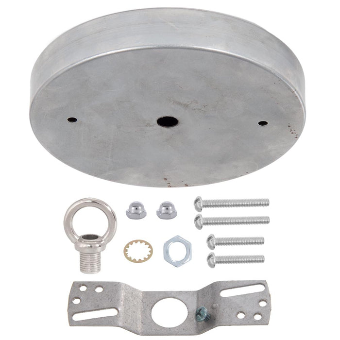 5 1/8", 1/8 IP Slip, Steel Ceiling Canopy Kit with Cast Metal Loop - Unfinished Steel