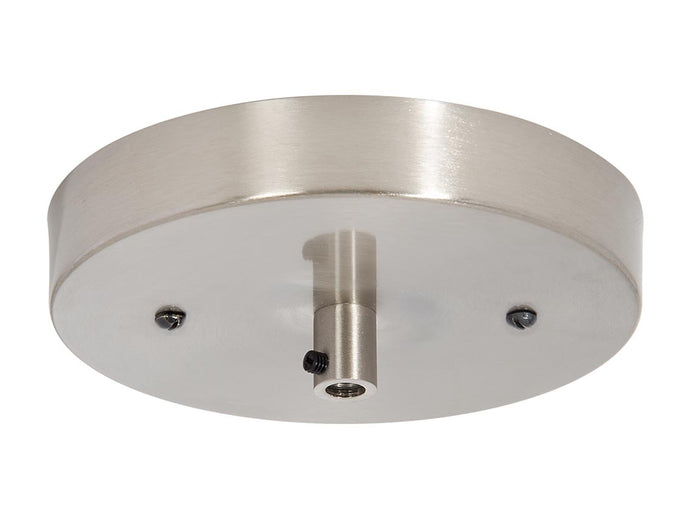 6 Inch Diameter Satin Nickel Finish Stamped Steel Single Port Canopy Mounting Kit