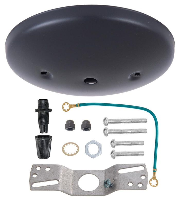 5" Black Finish Steel, Modern Fixture Canopy Kit w/Cord Grip Bushing