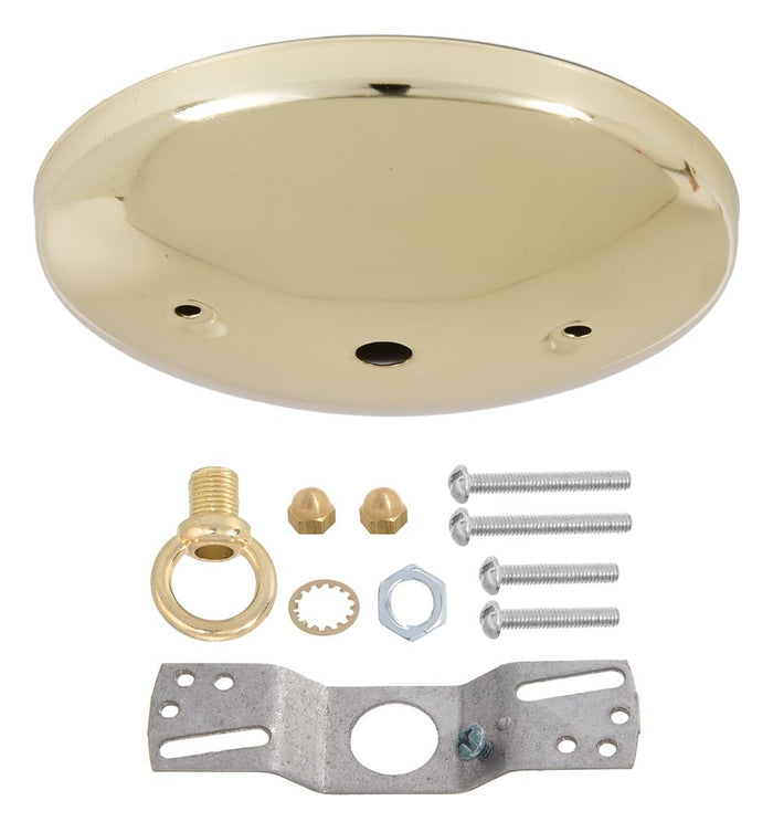 5" Brass Plated Steel Modern Shallow Design Fixture Canopy Kit