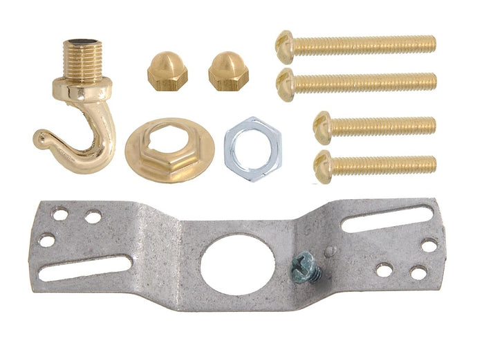 5" Dia. Canopy Kit with Convenience Outlet, 10 lb Max, Brass Plated