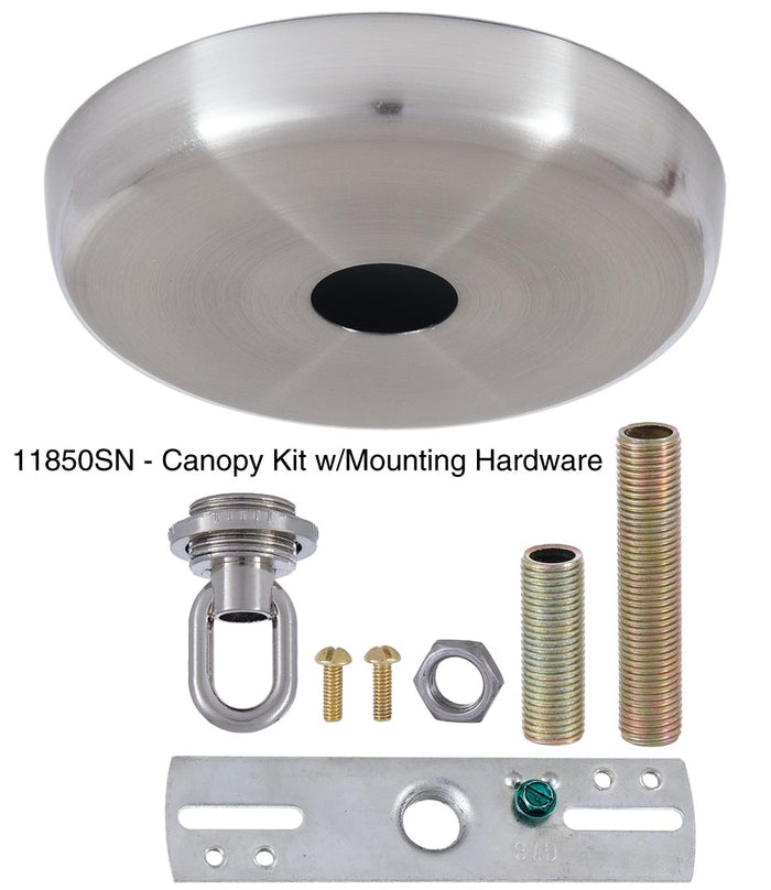 Satin Nickel Finish, Plain Rounded Ceiling Canopy Or Canopy Kit