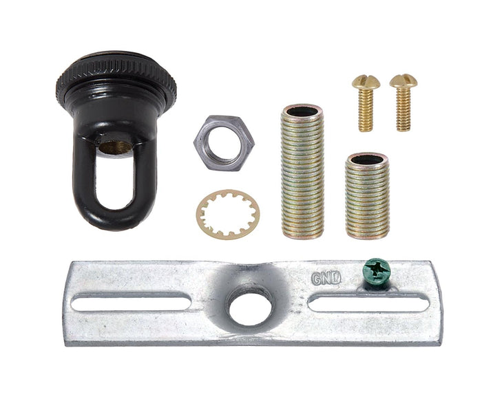 5 Inch Square Satin Black Cast Iron Canopy with Mounting Hardware Kit