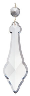 6 1/4" Clear Flat Crystal, Magnum Pendalogue, ~7-1/2" overall length