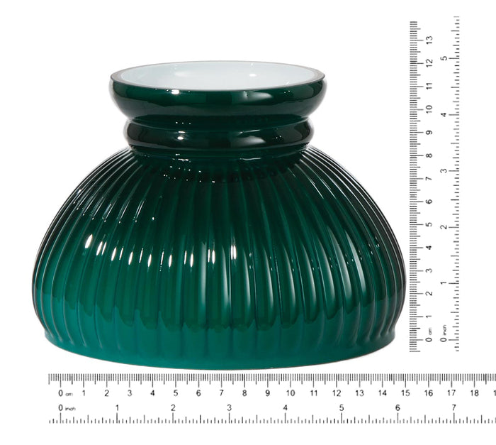 6" Green Over Opal, Cased Glass Rib Lamp Shade (00221C)