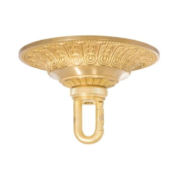 6 Inch Diameter Unfinished Die Cast Brass Canopy w/ Heavy Duty Loop and Hardware Kit (11799UB)