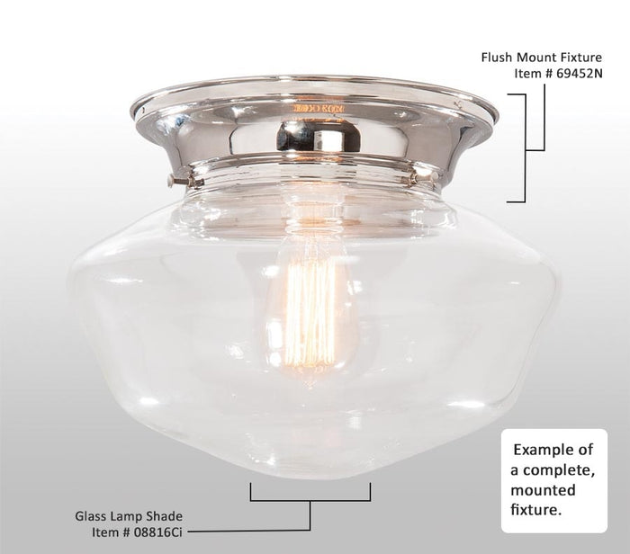 6 Inch Fitter Wired Polished Nickel Finish Brass Flush Mount Fixture