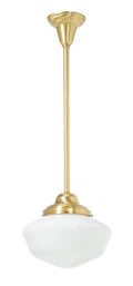 6 Inch Shade Fitter Satin Finish Brass Schoolhouse Style Pendant Fixture - No Shade