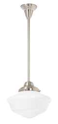 6 Inch Shade Fitter Satin Nickel Finish Brass Schoolhouse Style Pendant Fixture - No Shade
