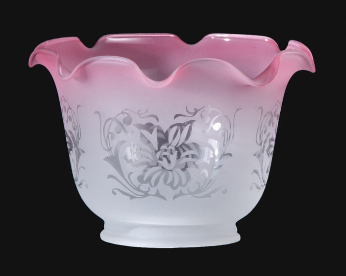 7-1/4 inch diameter Cranberry Tint Filigree Gas Shade, 4 inch lip fitter