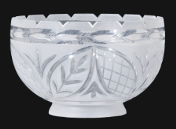 7-3/4 inch diameter Hand Engraved Victorian Style Gas Shade, 4 inch lip fitter (08507)