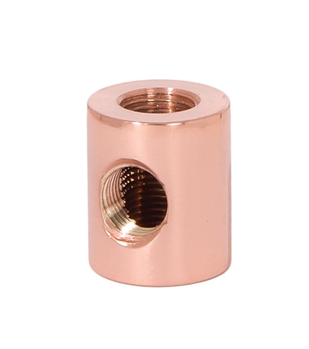 7/8 Inch Tall 3-Way Brass Arm Back, 1/8F Tap, Polished Copper