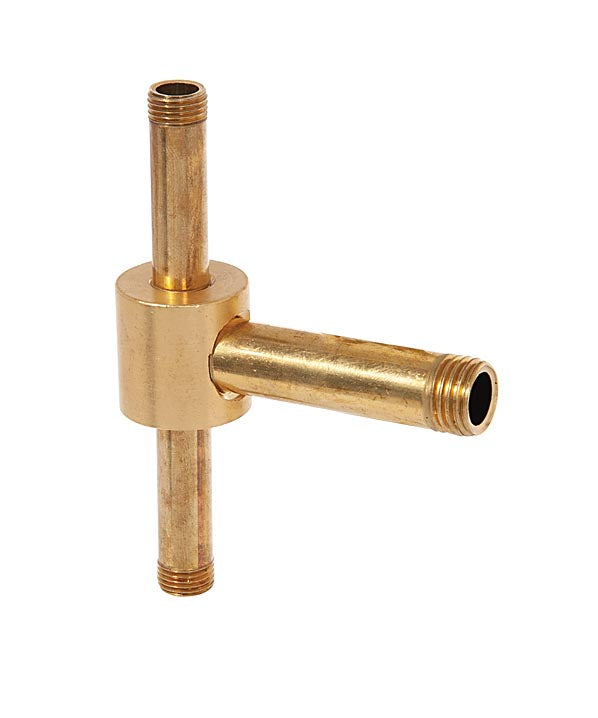 7/8 Inch Tall Unfinished 3-Way Brass Armback, 1/8F &1/4F Tap (21204U)