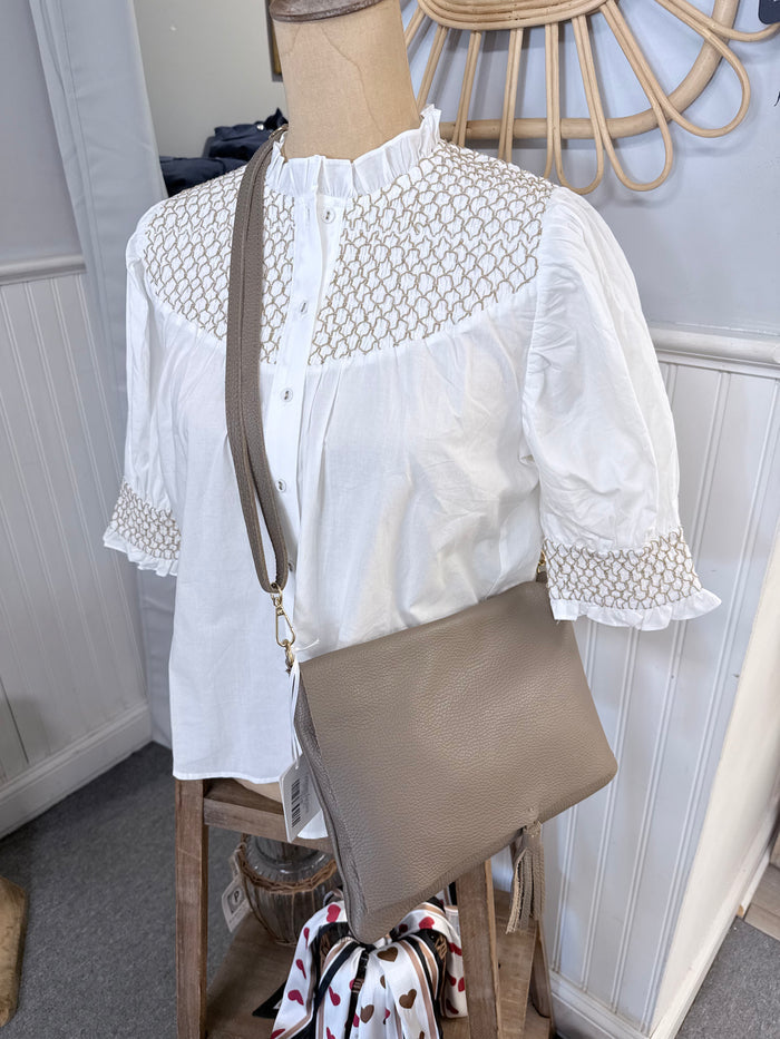 Italian Leather Clutch w/ crossbody strap
