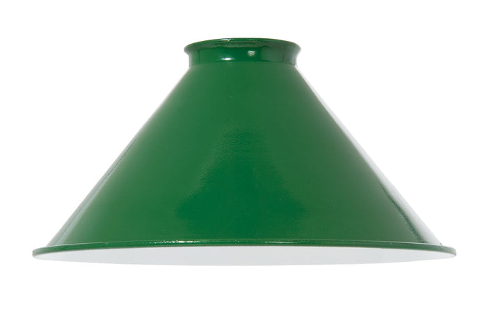 8" Dia. Green Enamel Finish Spun Steel Cone Shade, 2-1/4" Fitter