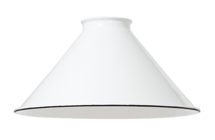 8 Inch Diameter White Enamel Finish Spun steel Cone Shade, 2-1/4 Inch Fitter