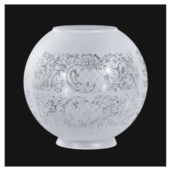 8" Satin Etched Ball Shade, Floral Scene (08503i)