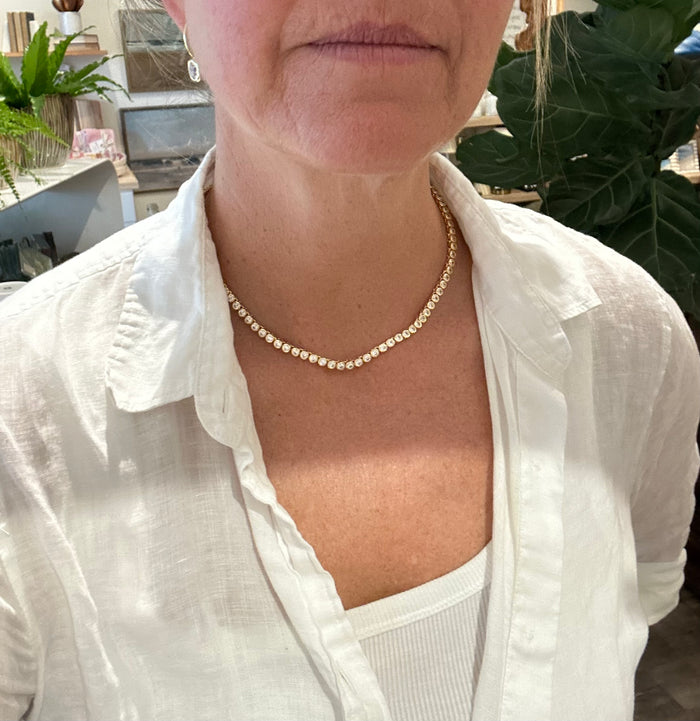 Helene Bezel CZ tennis necklace