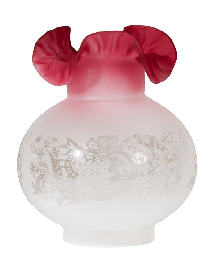 9 1/4 inch tall Cranberry Tint & Etched Filigree Shade, 4 inch fitter (00147)