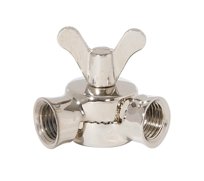 9/16" Tall Nickel Plated Finish Die Cast Brass Swivel with Teeth & Butterfly Key, 1/4F x 1/4F