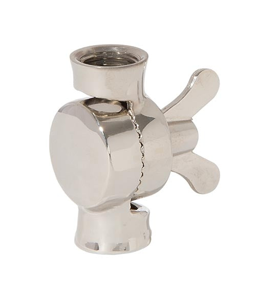 9/16" Tall Nickel Plated Finish Die Cast Brass Swivel with Teeth & Butterfly Key, 1/4F x 1/4F