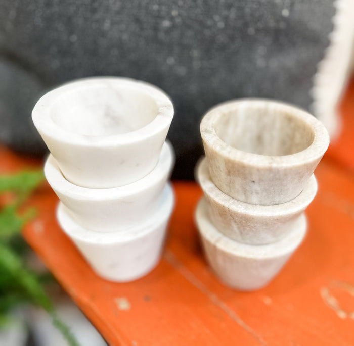 White marble pinch pot