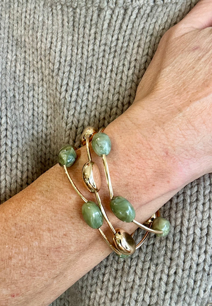 Olive layered bracelet