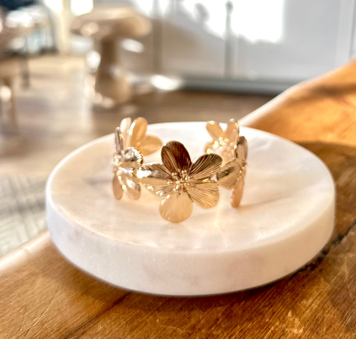 floral gold cuff bracelet