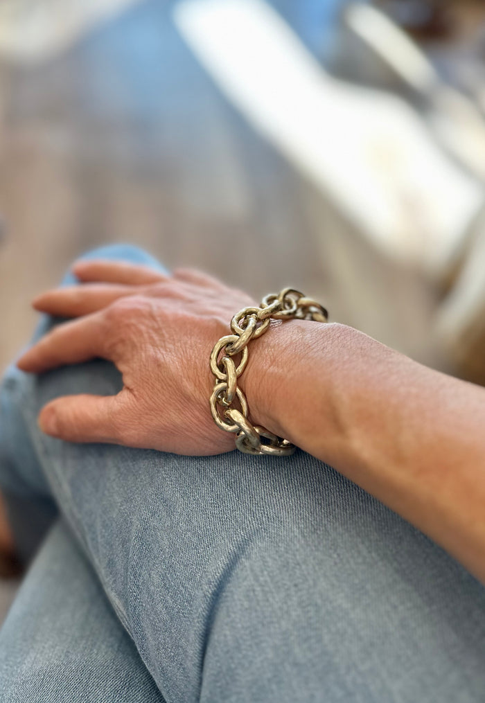 Chunky Gold Link Stretch Bracelet